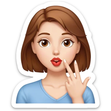 Brown haired white girl blowing kisses sticker