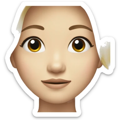blonde long hair, white skin color asian woman, from shoulders, make one emoji, make her face small sticker