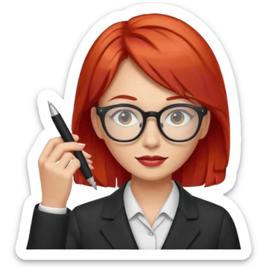 tailor woman with red hair and glasses sticker