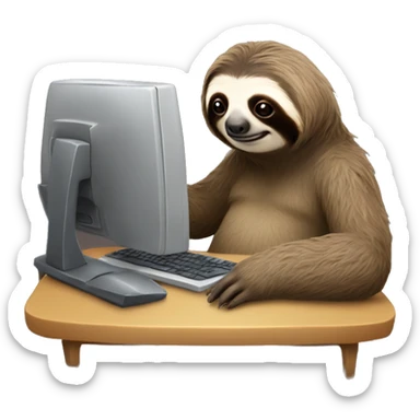 The sloth at the computer sticker