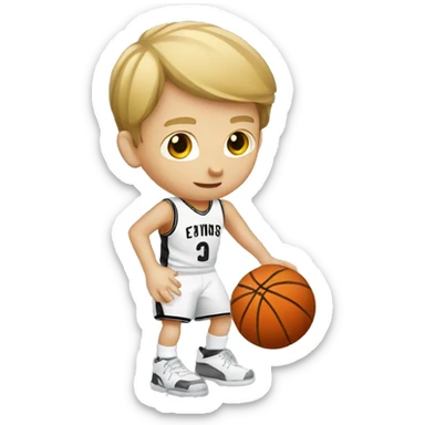 white kid dribbling a basketball sticker