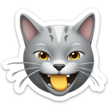 Grey cat vaping smile sticker