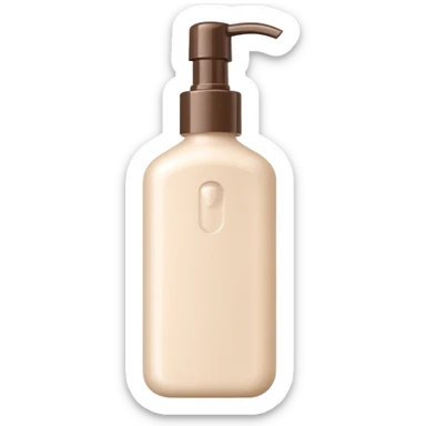 Neutral beige body lotion bottle with pump, pastel backdrop sticker