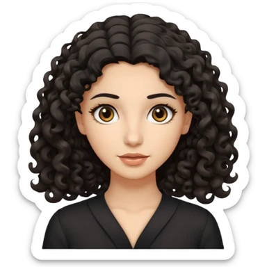 Arab woman with curly black hair and white girl with wavy light brown shoulder-length hair and slightly sloping brown eyes sticker
