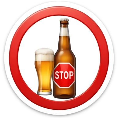 stop sign with beer or alcohol bottle behind it sticker