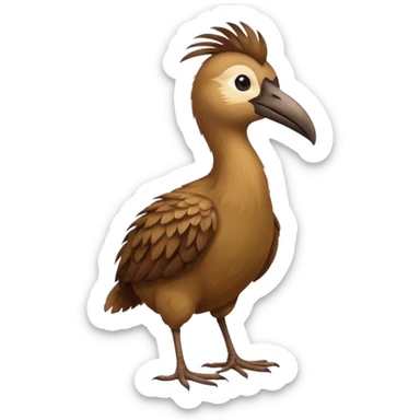 New Zeland kiwi bird on two feet with a long beak and round shape sticker