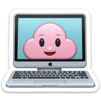 Create a cute, small 3D sticker in a realistic digital illustration style, with soft textures and pastel colors. Object:computer
 sticker