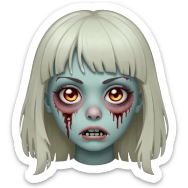 🧟‍♀️ faça igual esse emoji que coloquei só que com franja e piercing dos dois lado do nariz e no septo  sticker