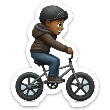 Baby riding bike in winter clot sticker