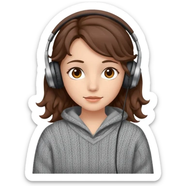 Я хочу дівчину з світлою шкірою корисним волоссям коричне вими очима і з навушниками і в теплому одязі і кучеряве не дуже  sticker