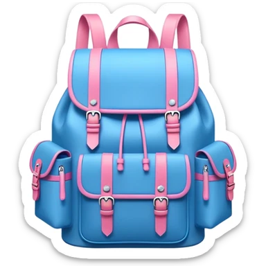 Backpack in Blue and Pink, the height and width of backpack must be equal sticker