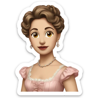 vintage rococo mixed woman with brown hair in a light pink gown  sticker
