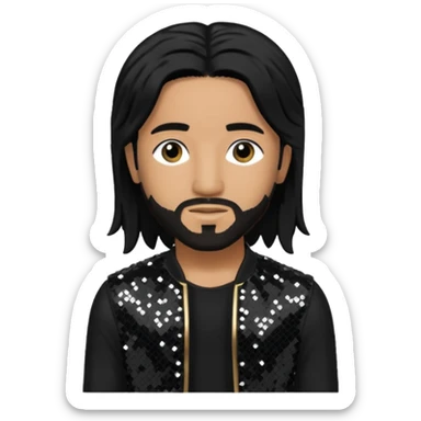 Omarion with long black hair, black sequin outfit sticker