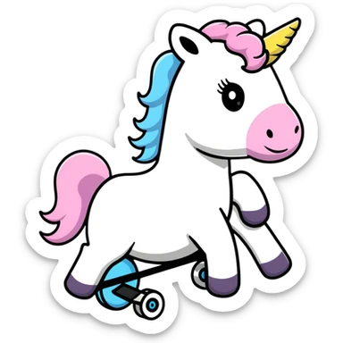 playful unicorn riding a donkey sticker