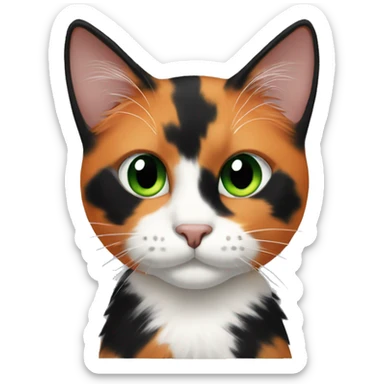 Calico cat with green eyes and orange and black fur sticker