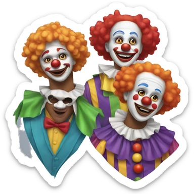 Four clown friends sticker