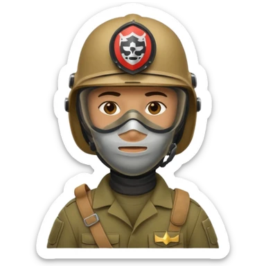 soldier with helmet and wearing mask sticker