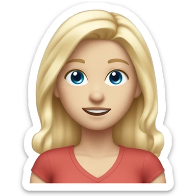 blonde white girl with blue eyes brushing her hair sticker