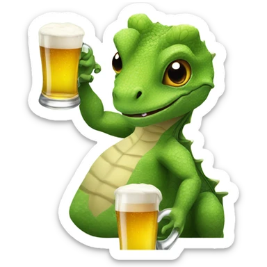 Lizard with a beer sticker