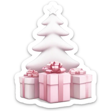 Light pink Christmas gifts under a white Christmas tree  sticker