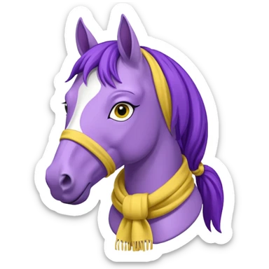 Purple horse wearing yellow scarf
 sticker