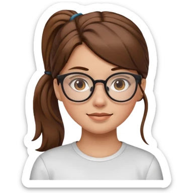 brown haired Ponytail Girl with Glasses sticker
