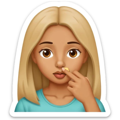 Girl picking nose sticker