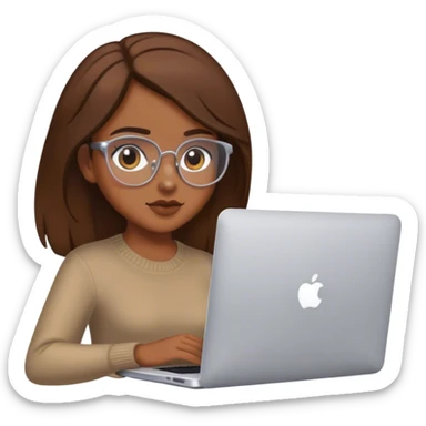 Brown girl brown hair on a Mac book sticker