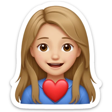 милая девушка с темно русыми длинными волосами, показывает сердечко, смеется до слез, грустит sticker