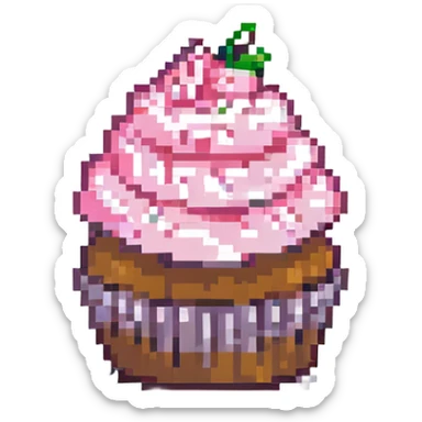 A cupcake with pink icing sticker