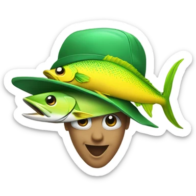 Mahi mahi fish wearing a hat  sticker