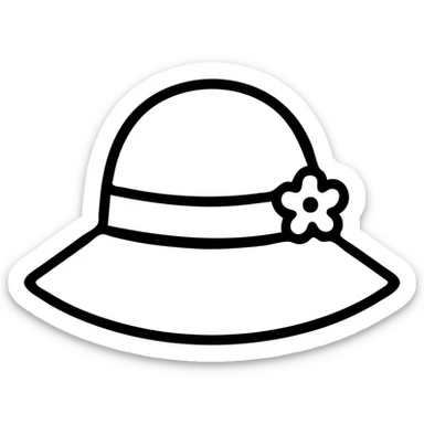 simple Sophie hat icon inspired by Howl's Moving Castle, minimalist and bold, clean black outlines, no fill, modern icon style sticker