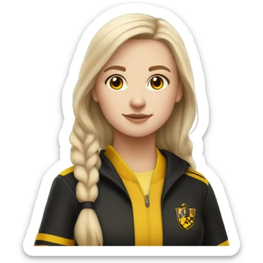 white girl wearing hufflepuff quidditch uniform sticker