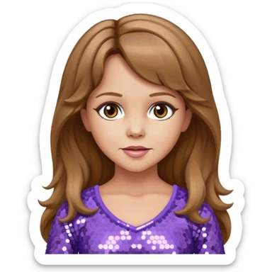 Linda Blair with long light brown hair,  light lavender sequin outfit  sticker