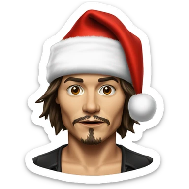 Johnny Depp with santa hat sticker
