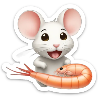 Mouse eat shrimp suchi sticker