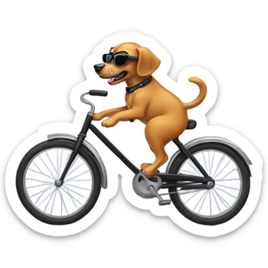 Dog riding a bike wearing sunglasses sticker