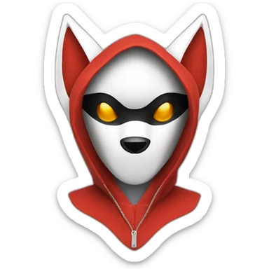 Hacker with Japanese red, black, white kitsune mask sticker