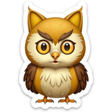 Buho gato defradado de amarillo y marron sticker
