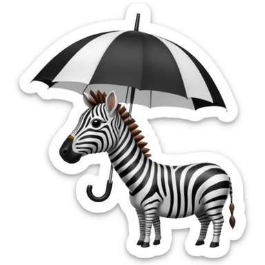 zebra with rgb umbrella closeup view sticker