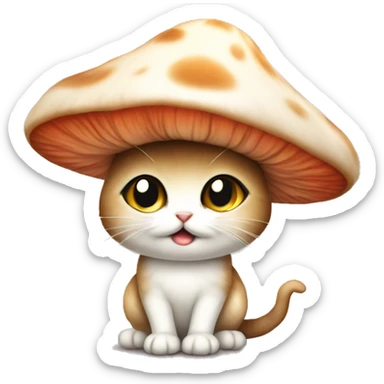 Adorable mushroom kitten sticker