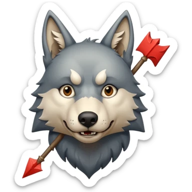 Medieval wolf stacked with arrows that and it had a sign in its mouth #Wolf sticker