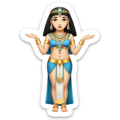 fullbody Cleopatra, buxom, front view, with golden jewelry sticker