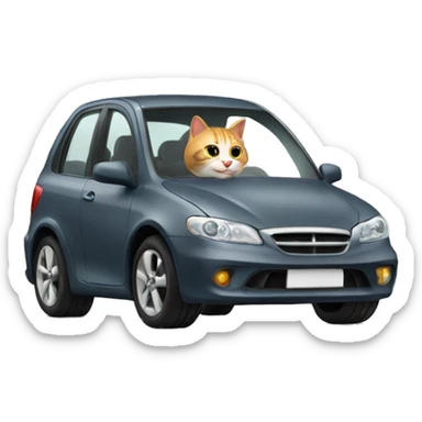 cat driving car sticker