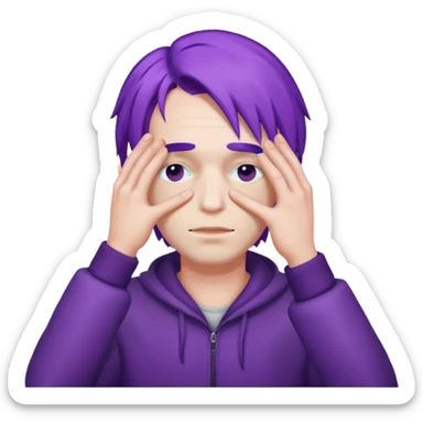 men with purple hair which cover eyes sticker