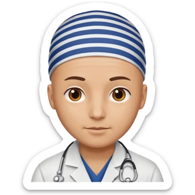 bald doctor with stripe bandanna sticker