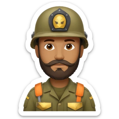Soldier with thick brown beard and helmet.





























 sticker