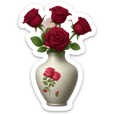 Burgundy has roses in vase  sticker
