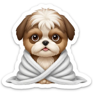 shihtzu puppy in a towel sticker