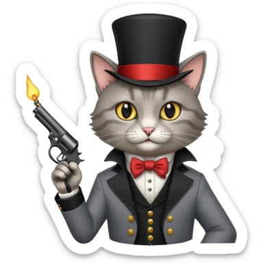 Magitian cat with pistol sticker